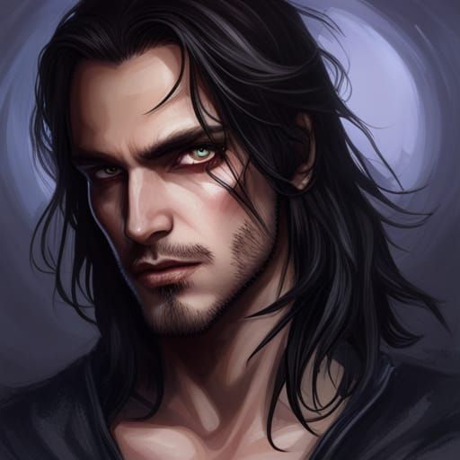 an egotistical narcissistic creepy looking long and dark haird yellow eyed male vampire