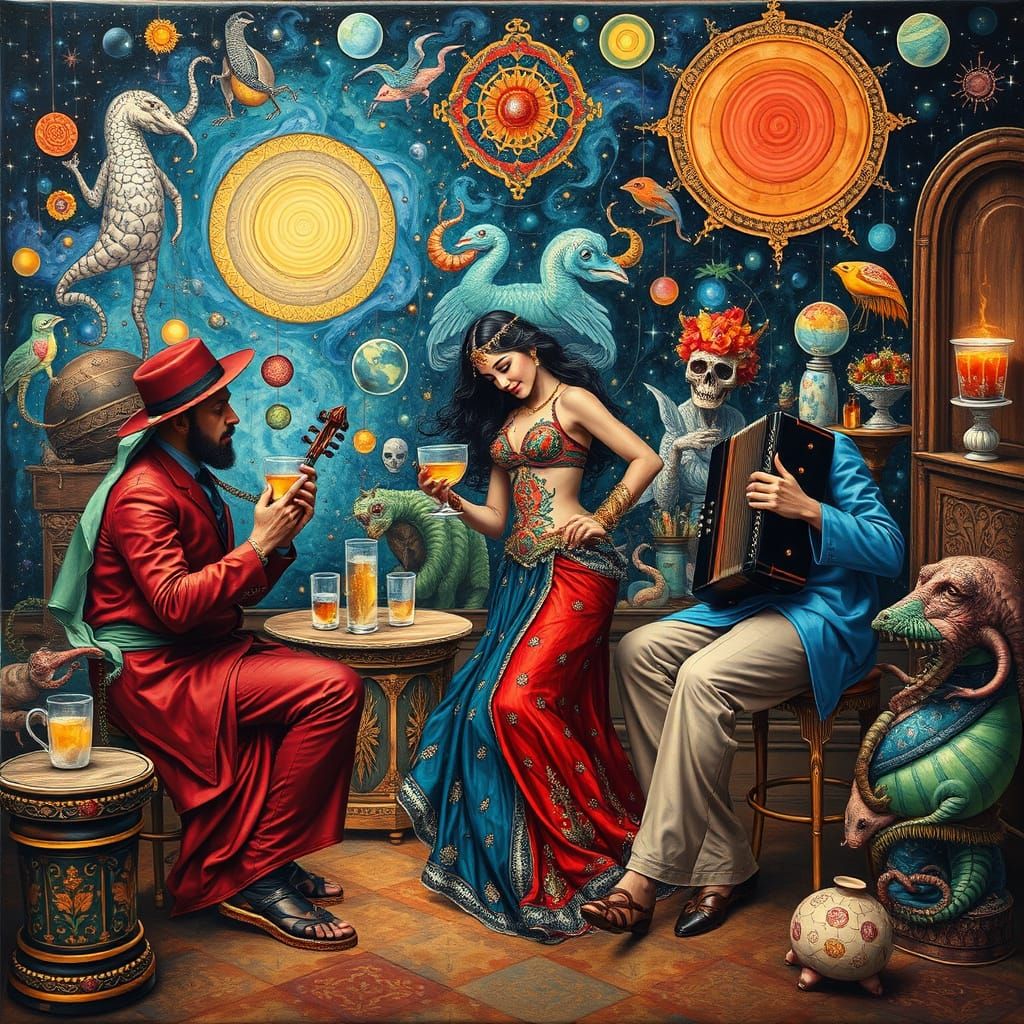 Psychedelic Sacred Geometry Utopia as Oil Painting