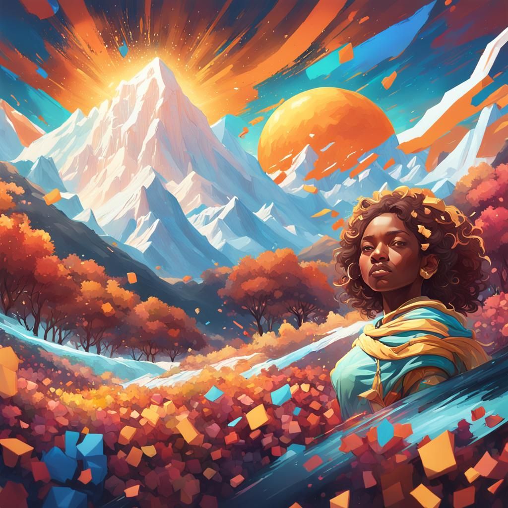 Joyful Melanin Portrait in Detailed Art Style