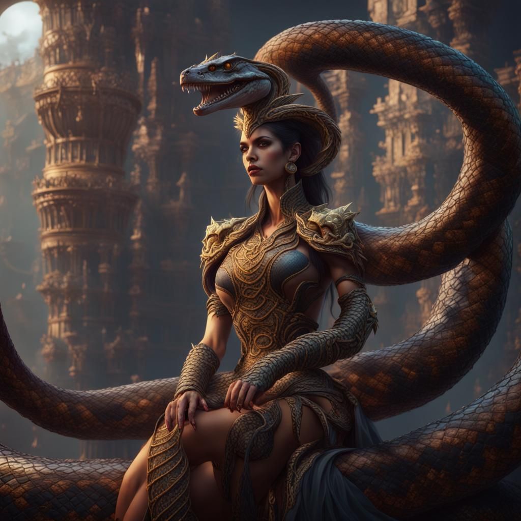 Detailed Snake Queen Fantasy Concept Art