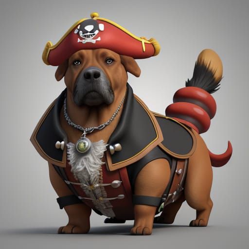 A dog dressed up as a pirate, Pixar, Disney, concept art, 3d...