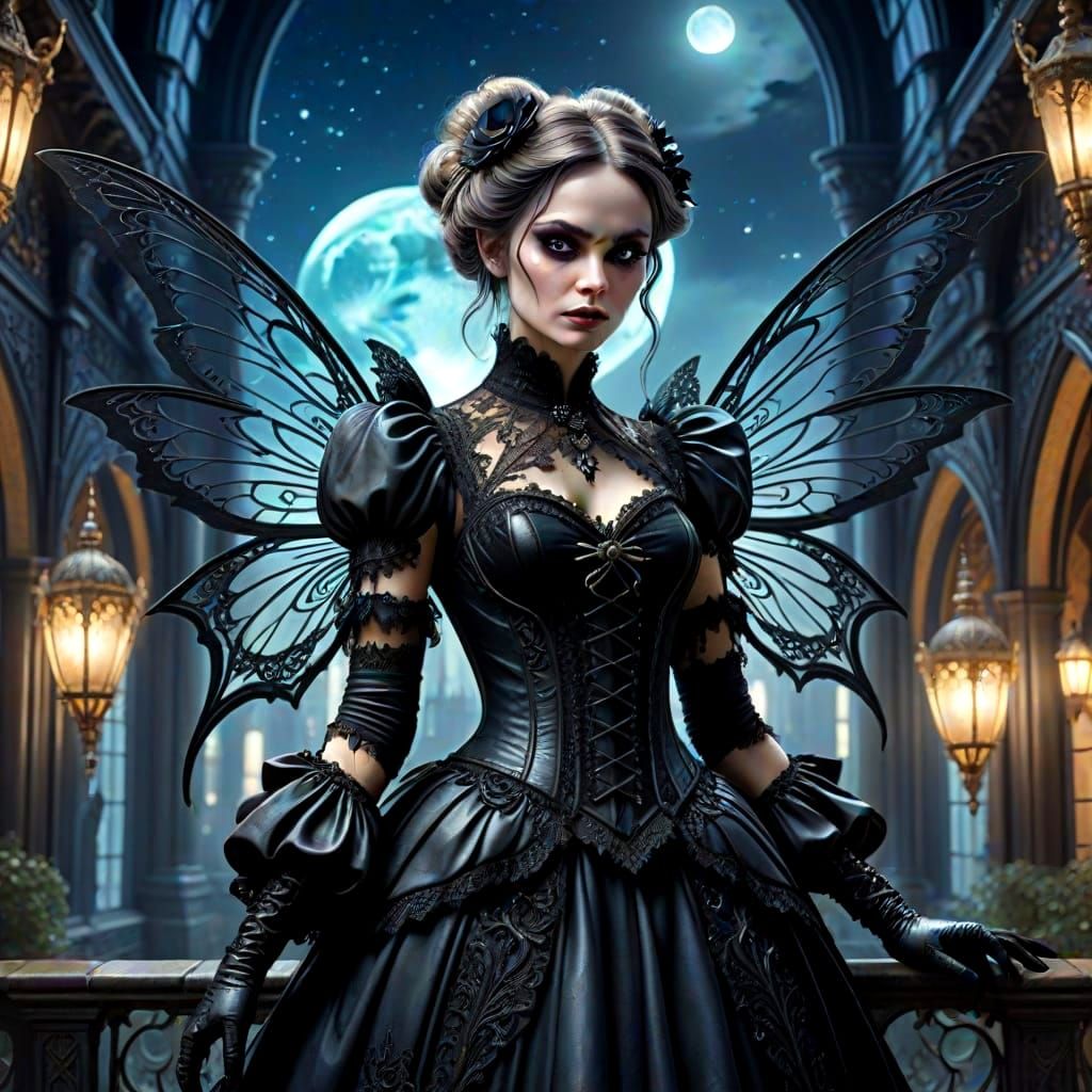 Gothic Fairy in Lost Ballroom, Art Nouveau Style