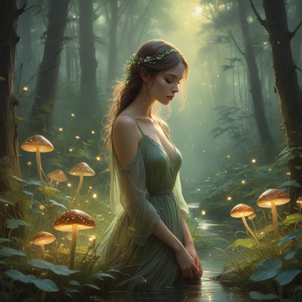 Whispering Twilight Garden in Impressionist Oil Painting