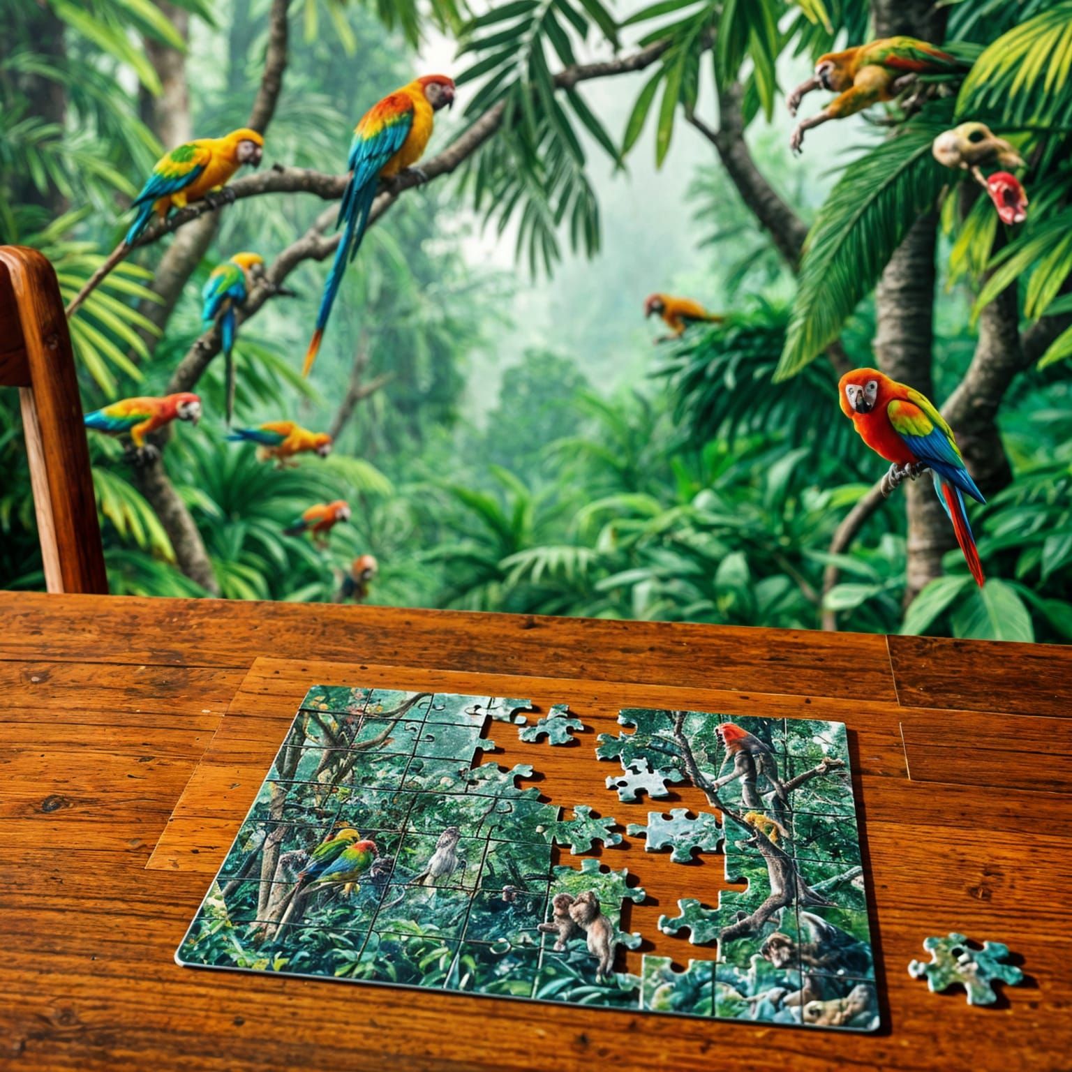 Rainforest Puzzle on Card Table