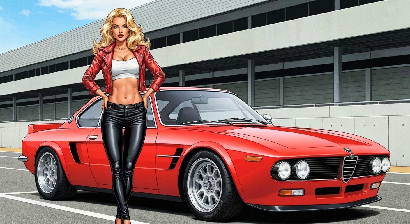 Pinup Model Poses With Retro-Modern Sports Car