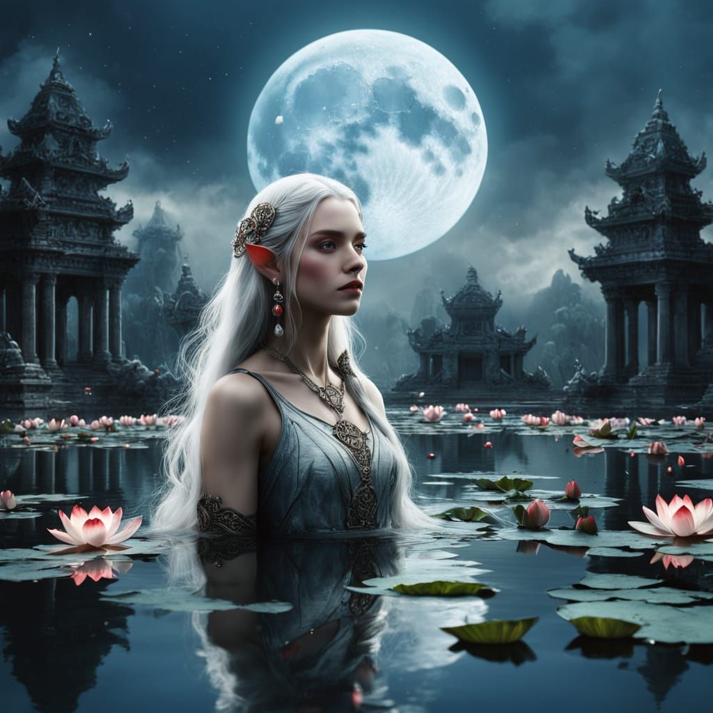 Moonlit Lotus Pond in Epic Cinematic Style