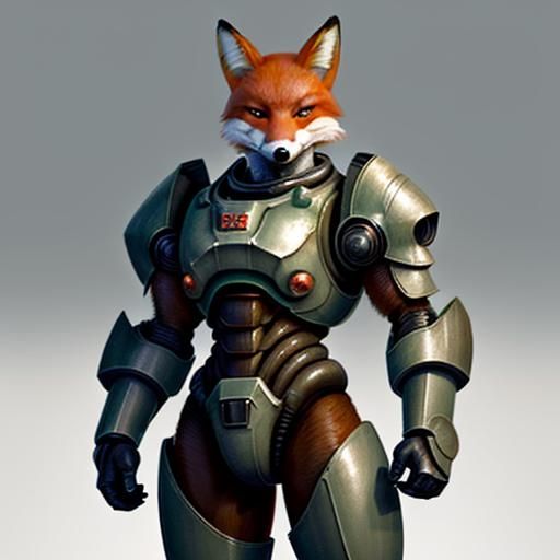 Anthro Fox in Futuristic Power Armor