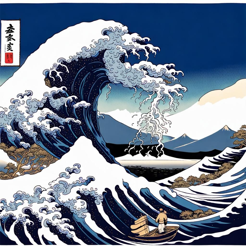 Mount Fuji Viewed Under Hokusai's Great Wave
