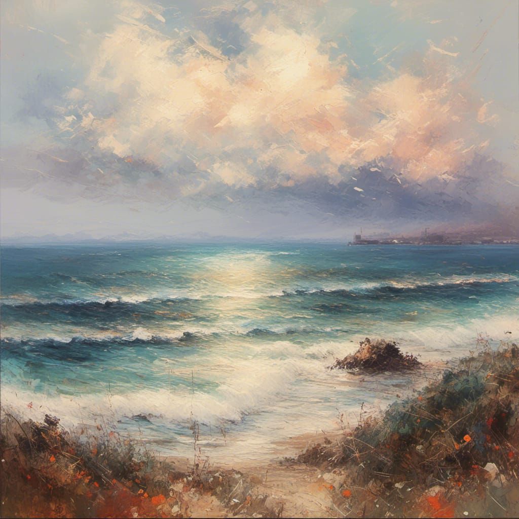 California Shoreline: Impressionistic Coastal Painting