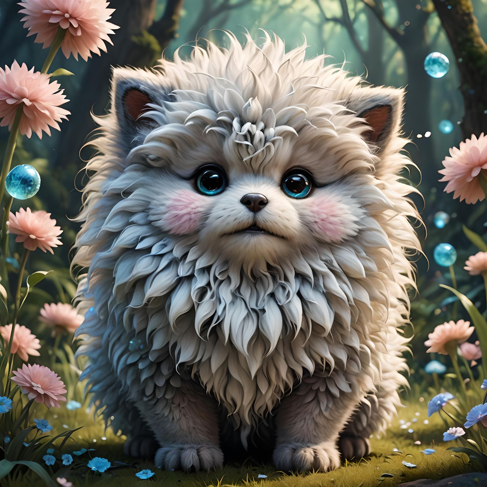 Adorable Fluffy Creature in Dreamlike Surreal Fantasy