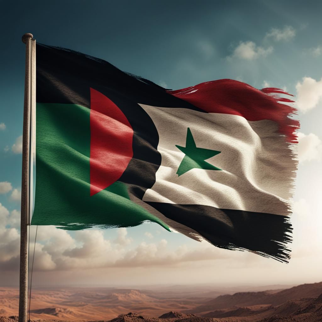 Peace and Love on Palestinian Flag: Digital Art
