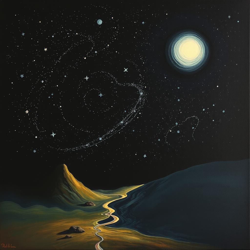 Surreal Starry Night Sky in Dali Style