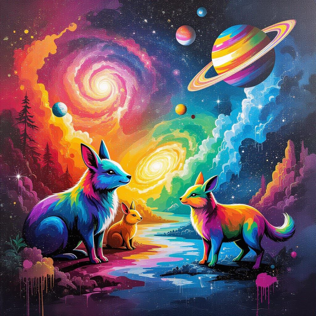 Rainbow Prismen World in Graffiti Art Style