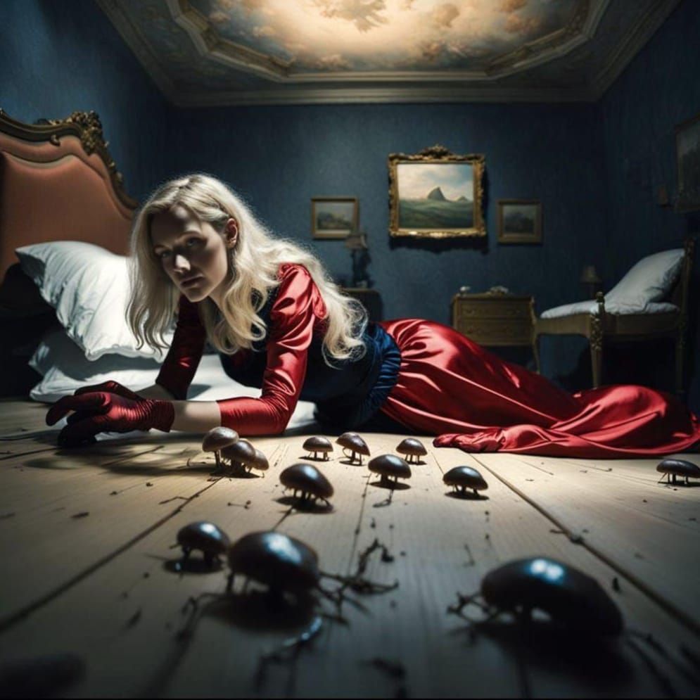 Fairytale Twilight: Woman Crawling Over Woodlice