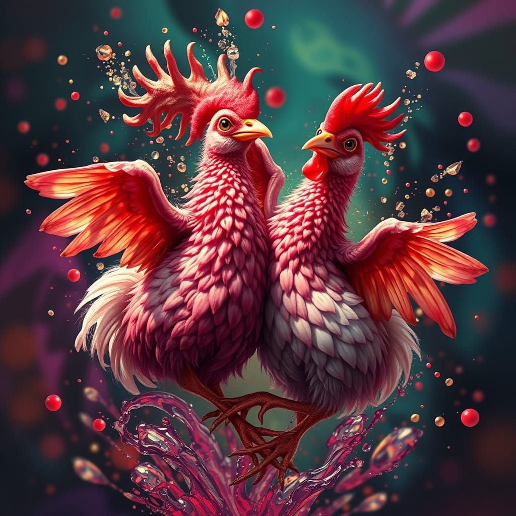 Hyperrealistic Dancing Gooseberries in Vibrant Splash Art