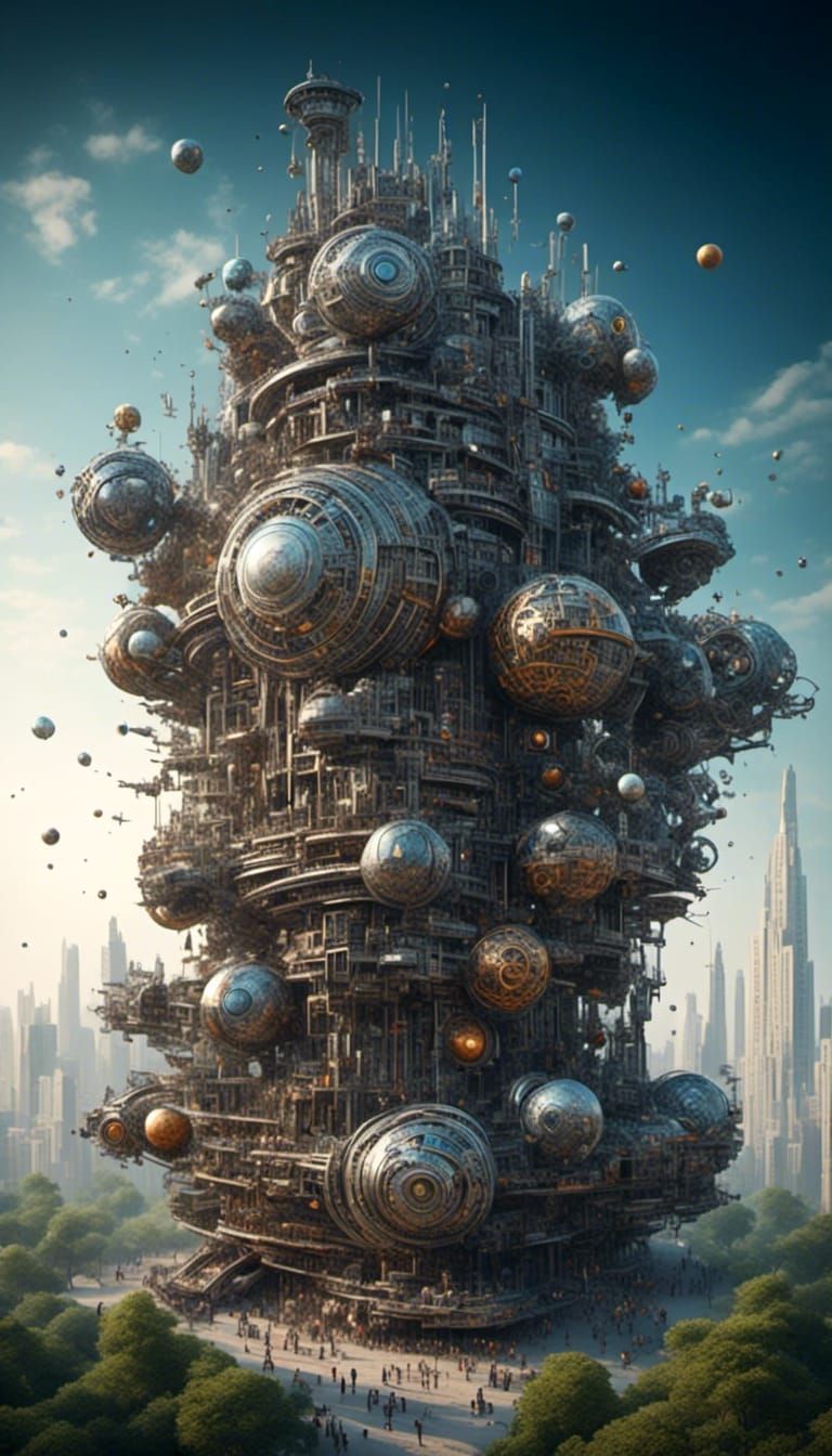 <lora:Dadaist forms:1.0> <lora:TechScapes:1.0> A massive Cos...