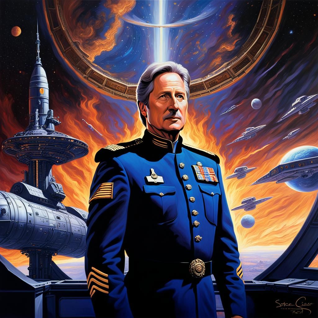 Captain Sheridan Babylon 5 Portrait in Oil Painting Style