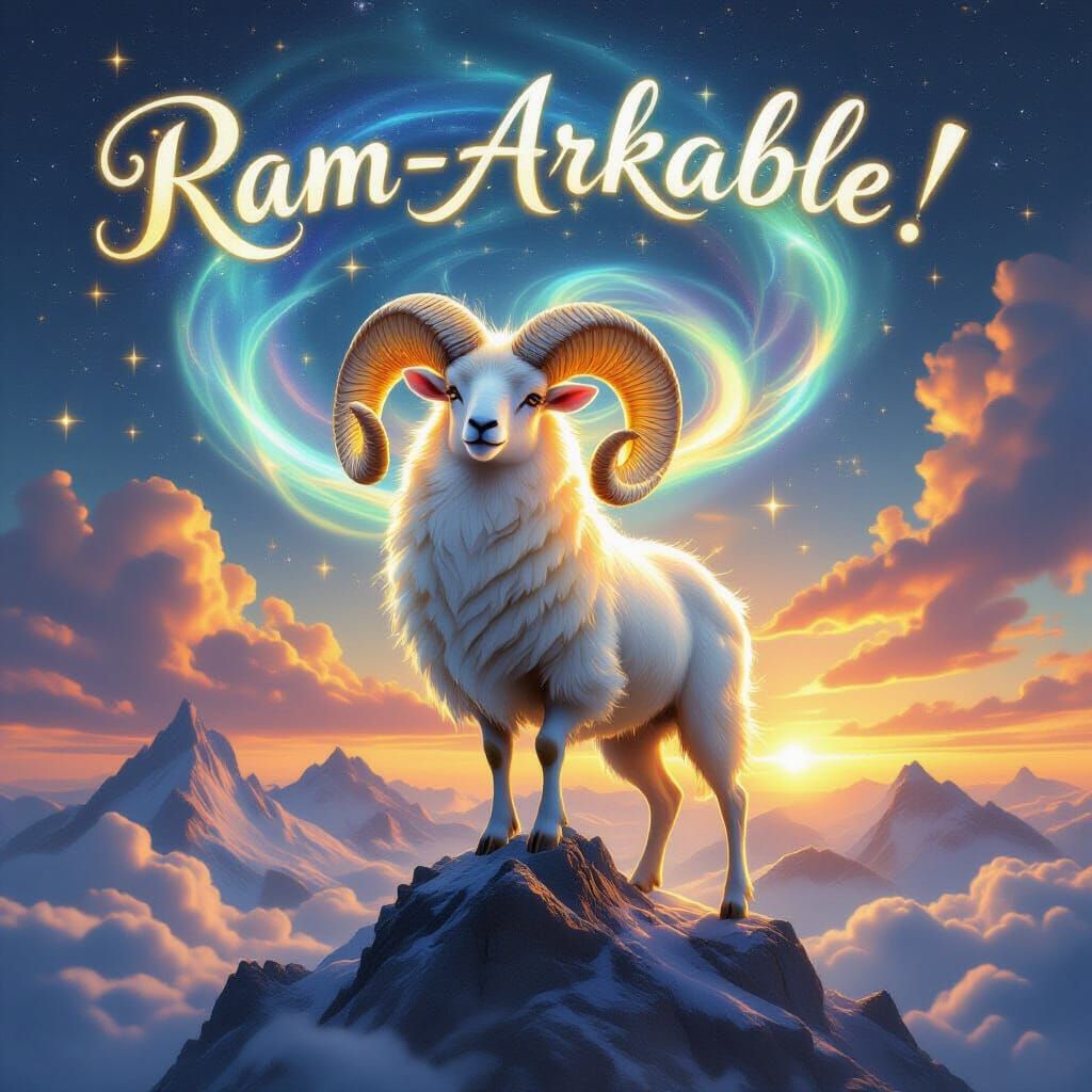 Celestial Ram with Golden Stardust Fleece