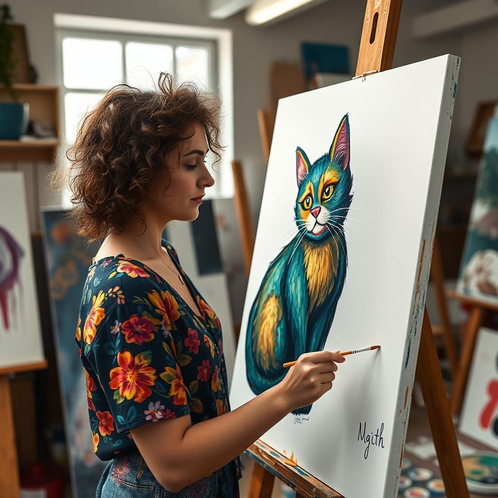 Magical Cat Emerges: Dreamlike Surrealism in Studio