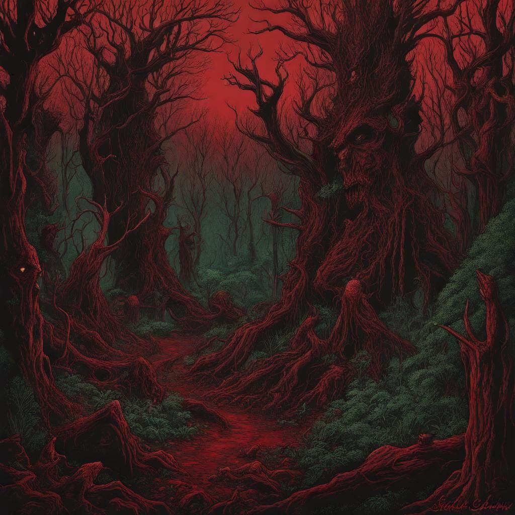 Dark Woodland Landscape in Ozarks: Abstract Ritual