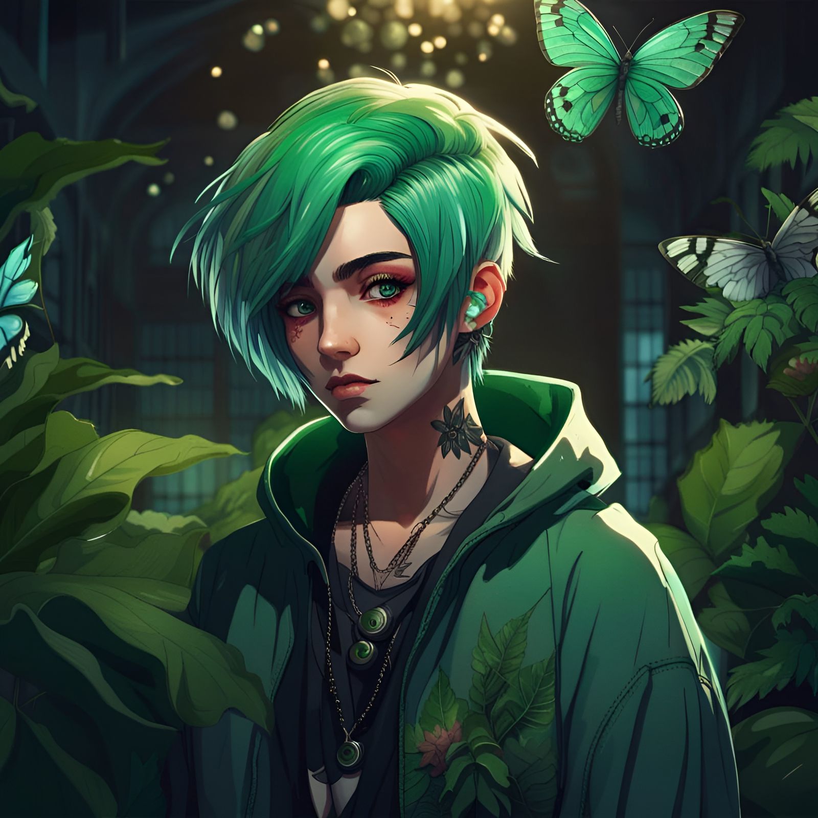 Anime Style Androgynous Figure in Harajuku Fashion