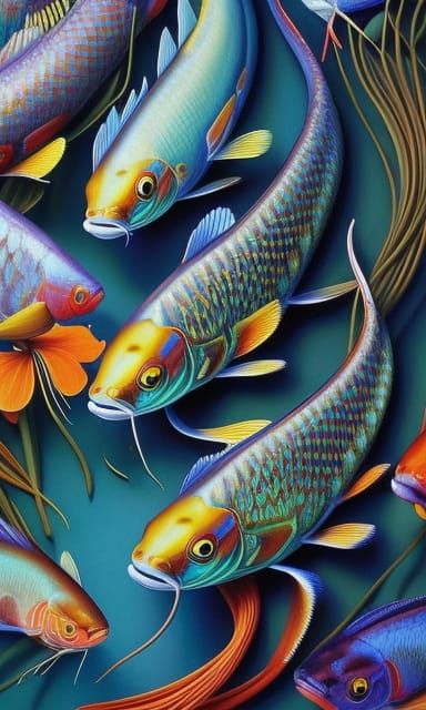 Koi Fish Portrait in Surreal Fine Art Style