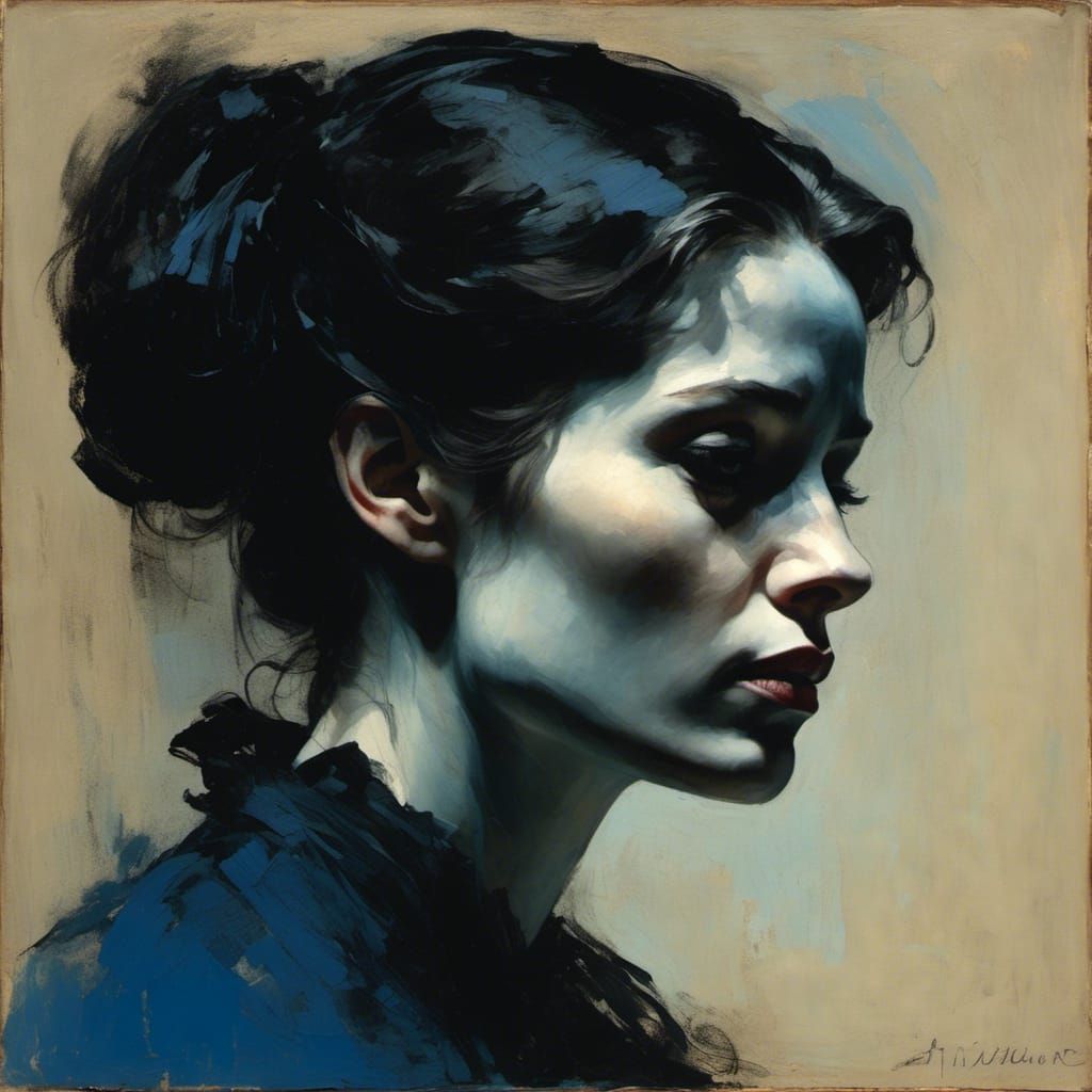 Muted Silhouette of a Widow in Mourning