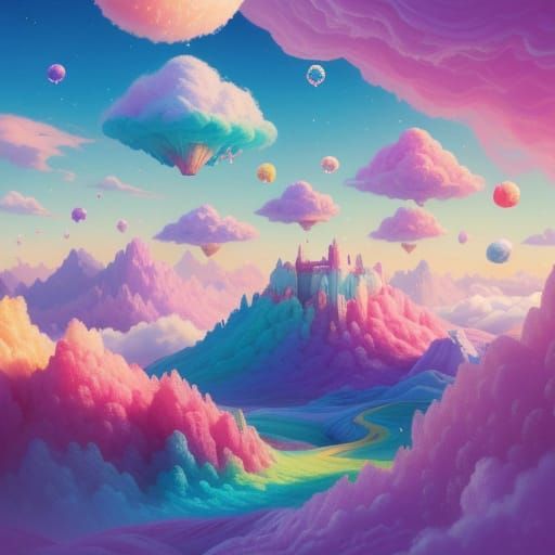Vibrant Candy World Landscape in Digital Painting Style