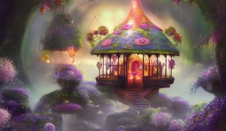 Enchanting Fairy Teahouse: Art Nouveau Fantasy Art