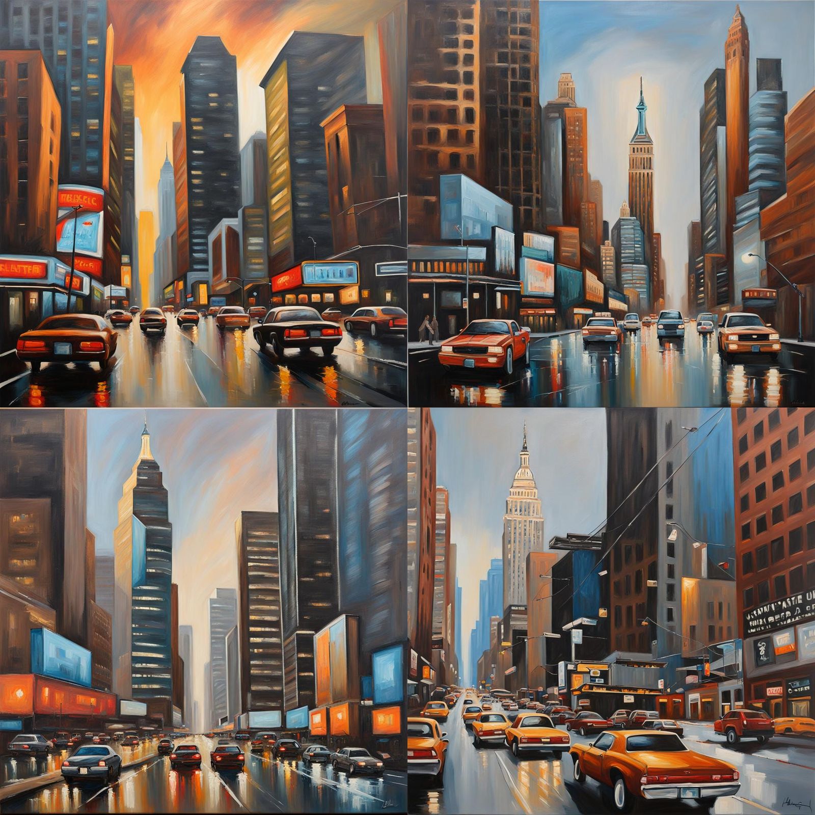 Modern American Cityscape Oil Painting