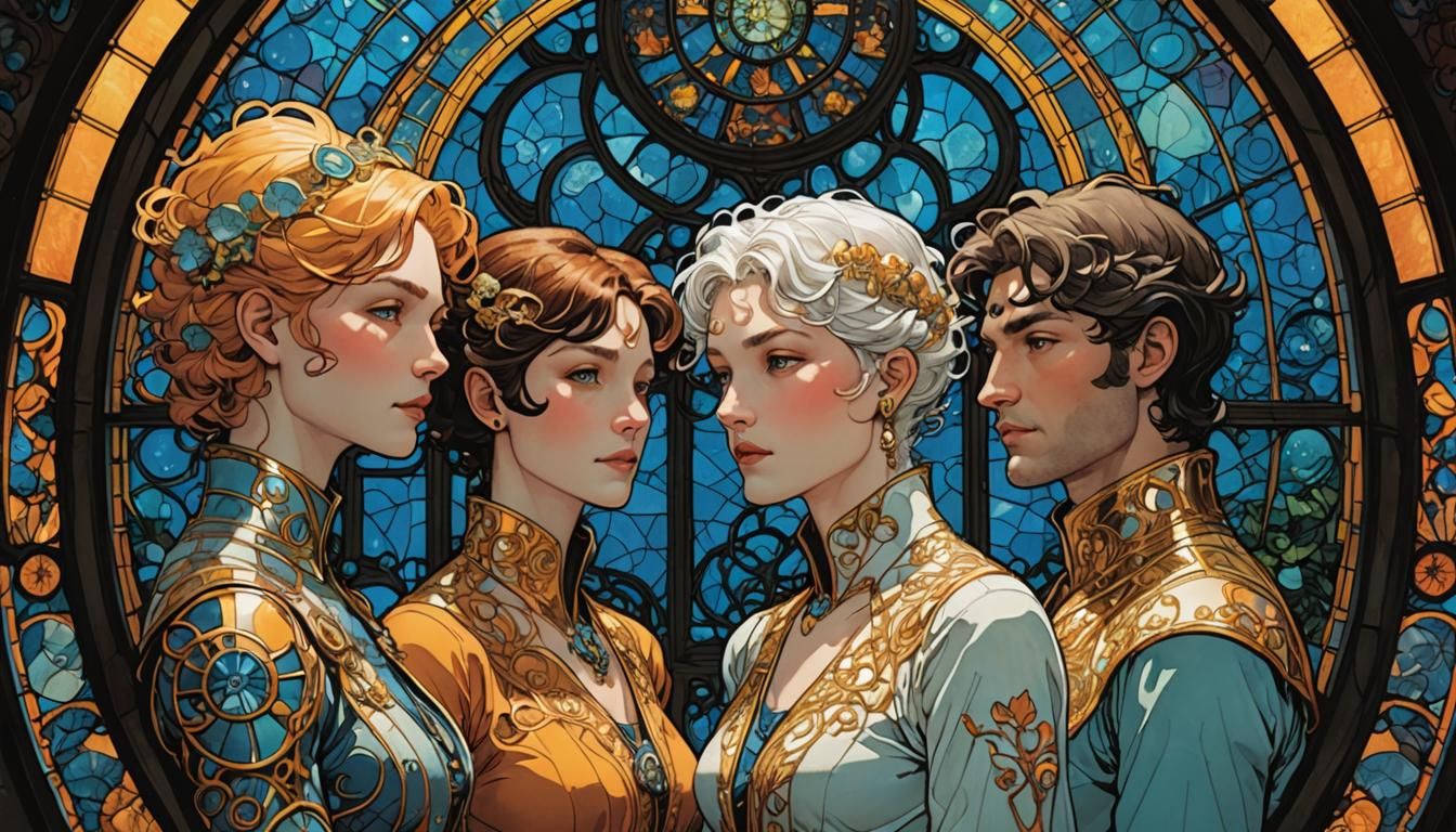 Android Twins Discover Paradise: Comic Book Art