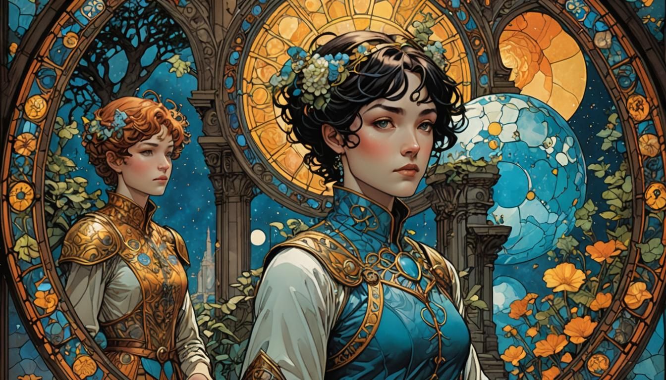 Gynoid Twins Discover Paradise: Comic Book Art