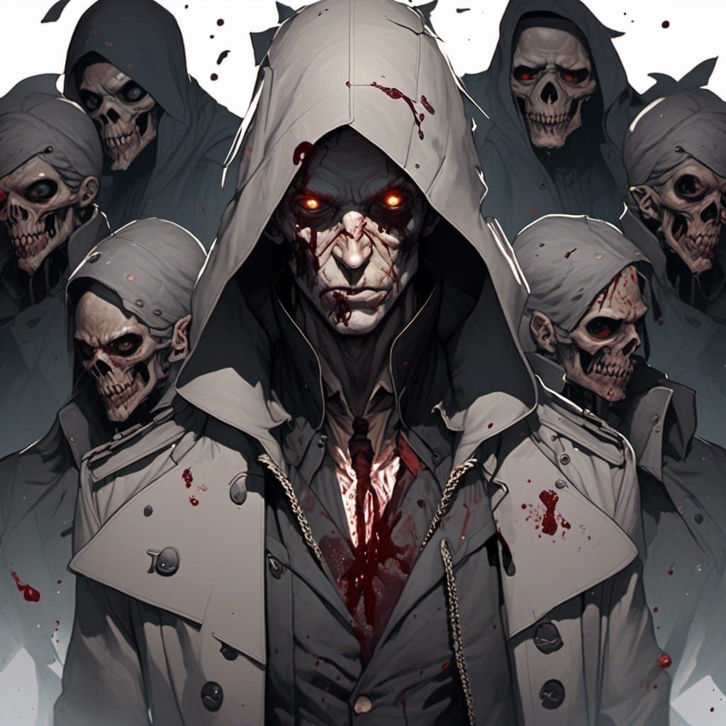 Decomposing Zombie in Trench Coat Portrait