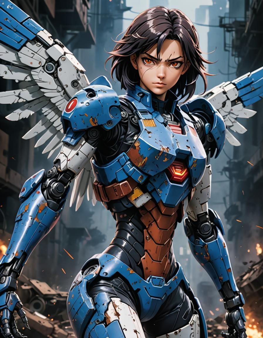 Anime Battle Angel in Cyberpunk Style