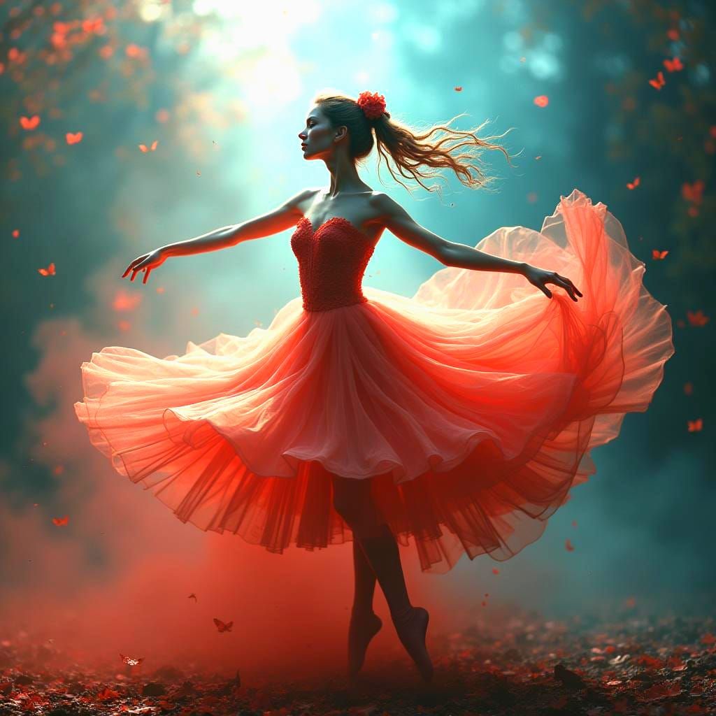 Ballerina Dance in Detailed Matte Painting Style