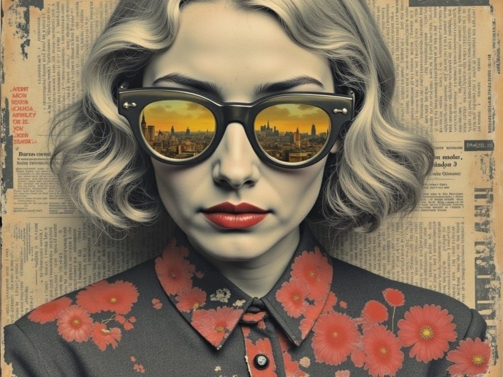 Iris Apfel Portrait with World Reflections in Glasses