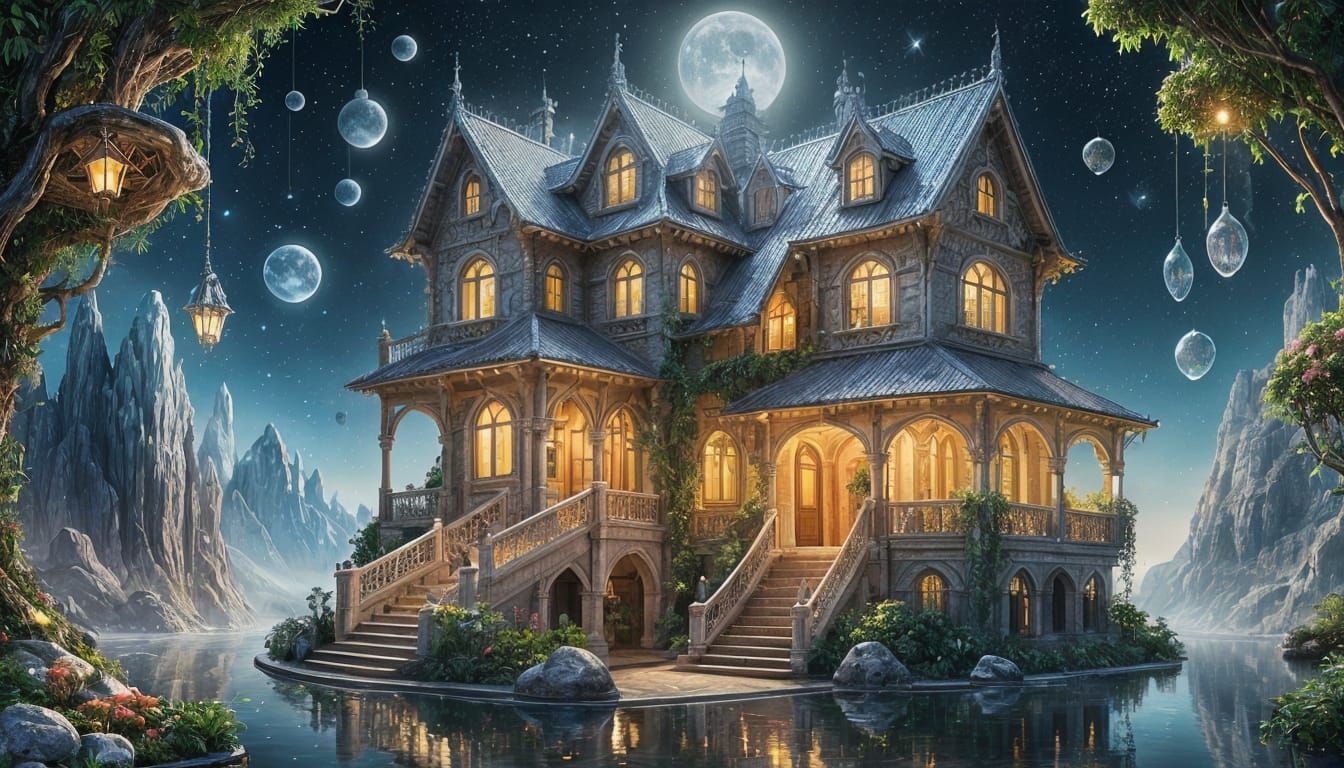 Celestial Crystal Dream House in Space: Splash Art