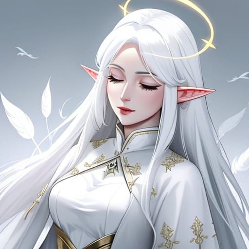 Enigmatic Blind Elf Queen Radiates Ethereal Majesty