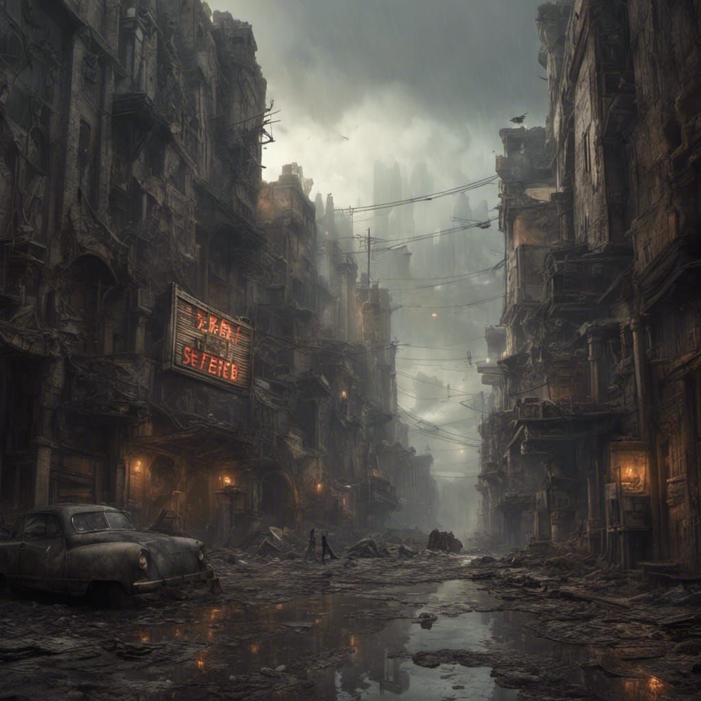 Post-Apocalyptic Movie Theater in Abandoned City