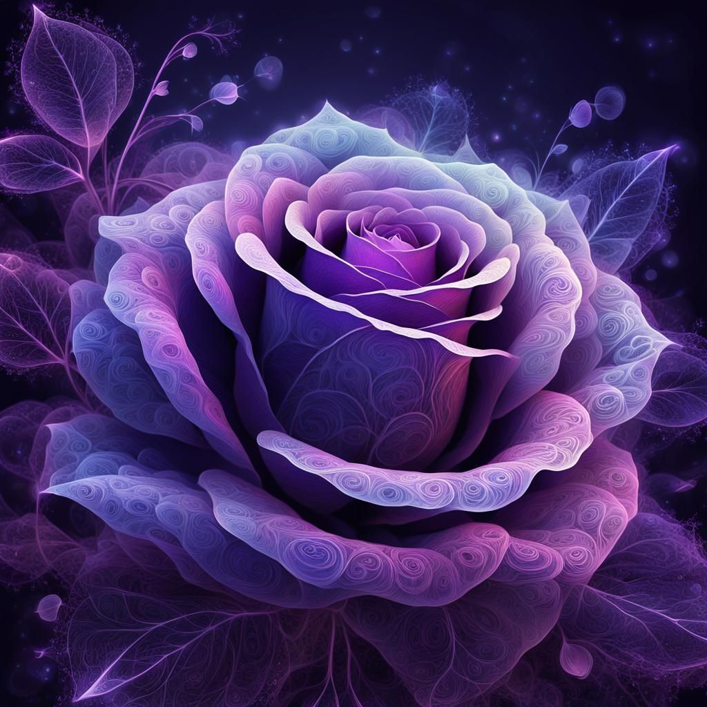 Eerie Glowing Rose in Moonlit Forest