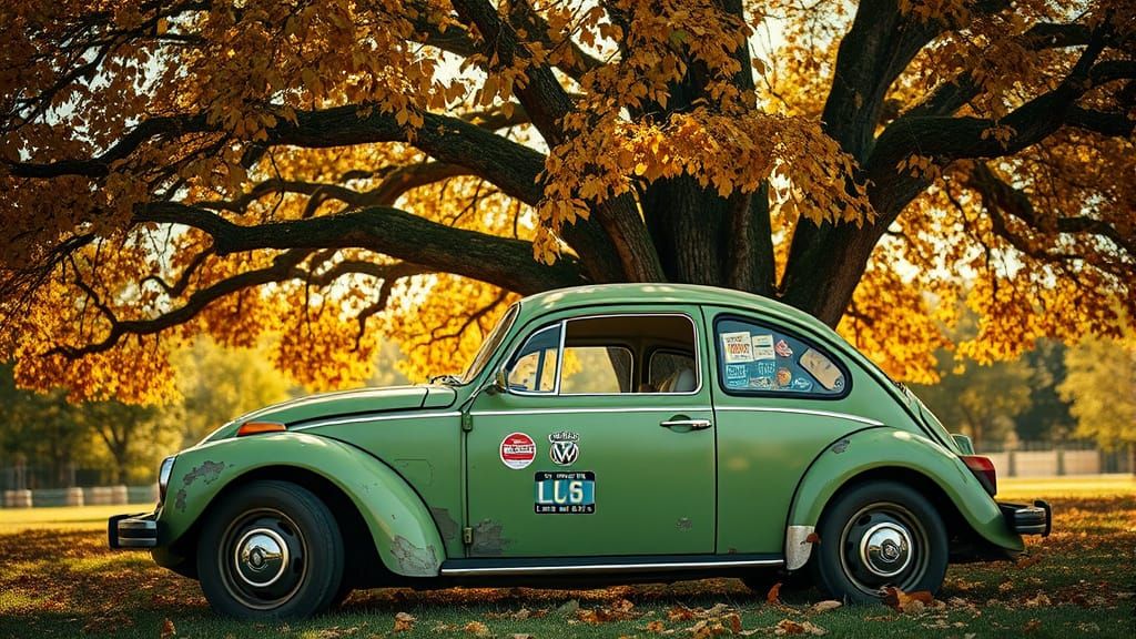 Autumnal 1972 VW Beetle in Golden Light