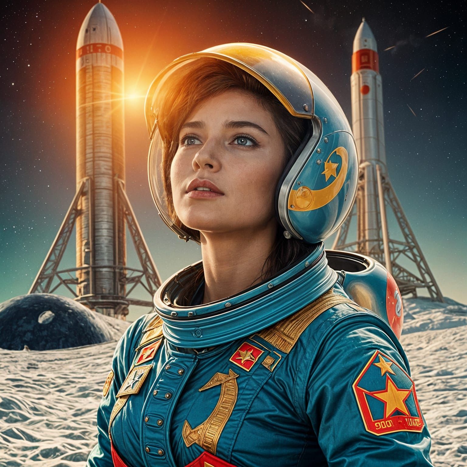 Soviet Retrofuturism Goddess in Space