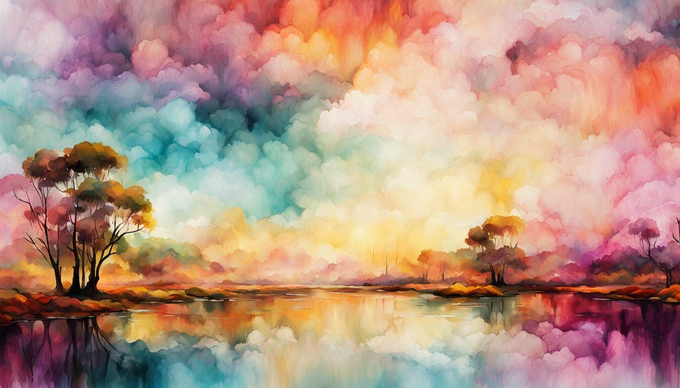 Vibrant Australian Outback Landscape with Rainbow Hues