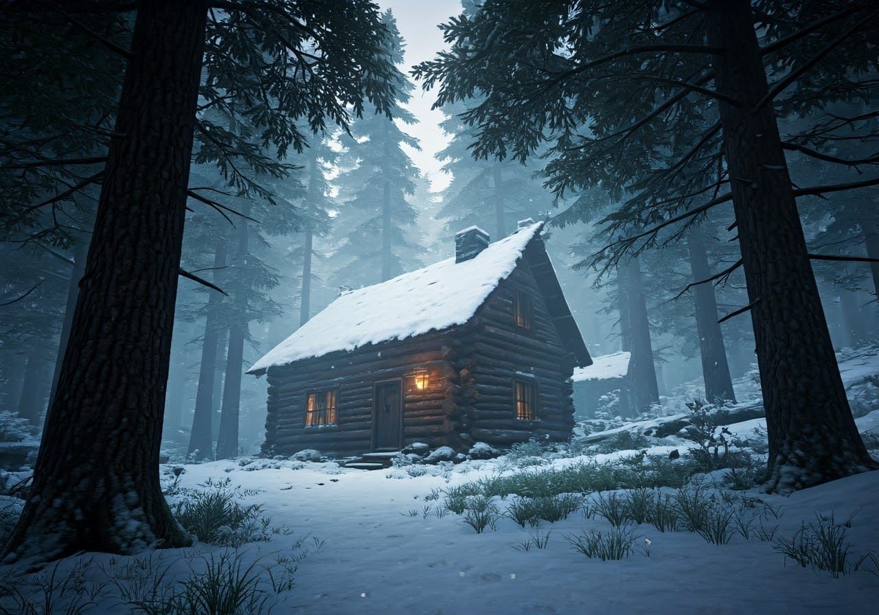 Winter Wonderland in Mysterious Forest Glade