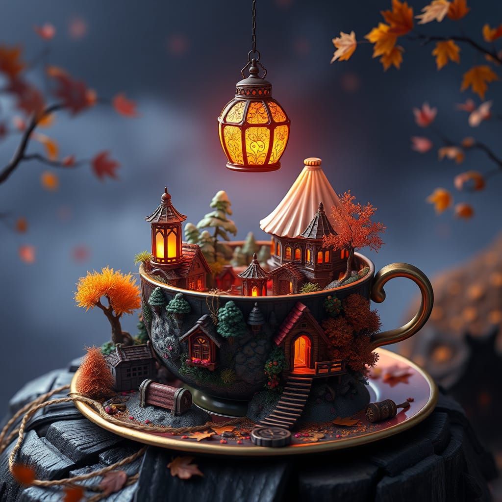 Magical Tiny Fall Worlds in Dark Fantasy Concept Art