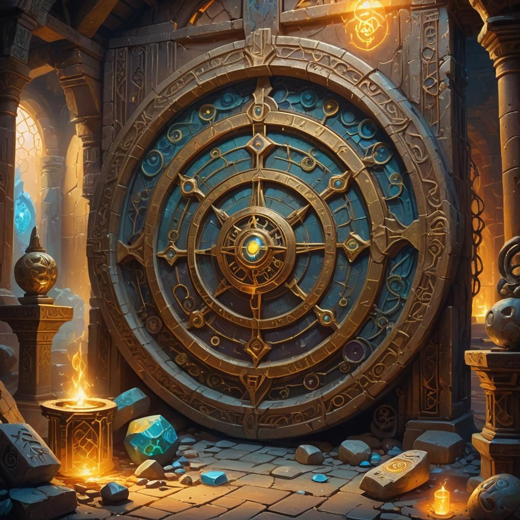 Mysterious Gyatt in Mystical Chamber: Fantasy Concept Art