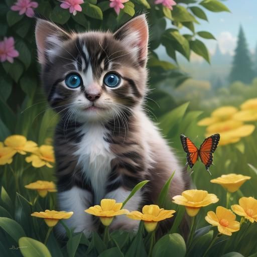 Kittens and Butterflies in Soft Focus