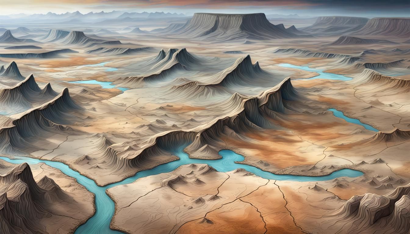 Fantasy Map of Arid Plateau on Parchment Paper