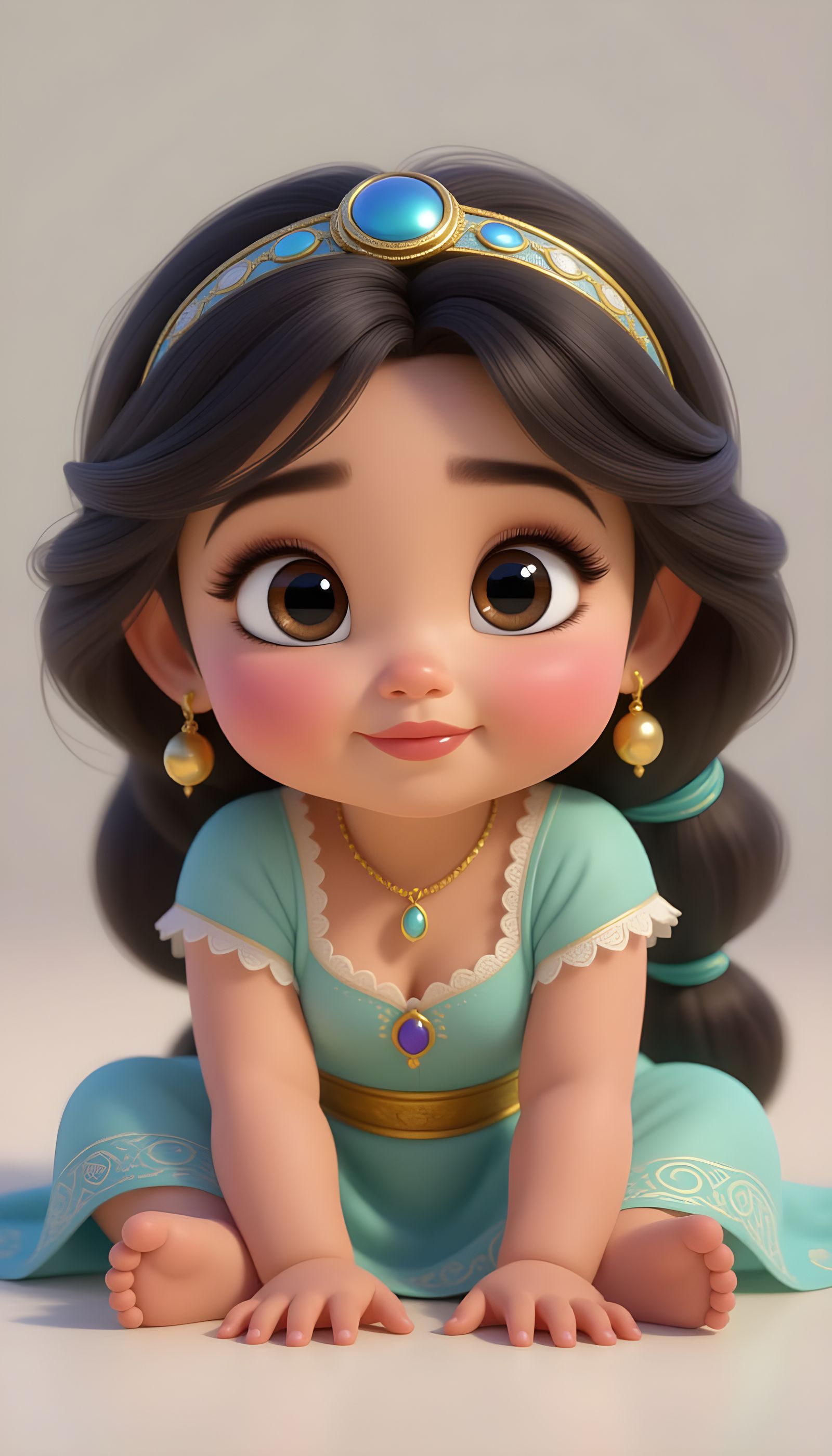 Pixar Style Baby Jasmine Close Up Portrait