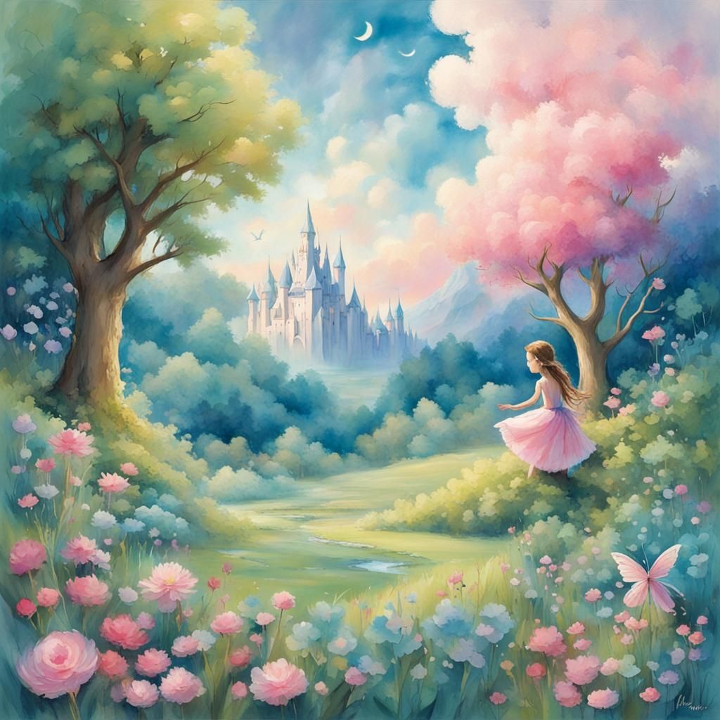 Enchanted Fairy Landscape Illustration